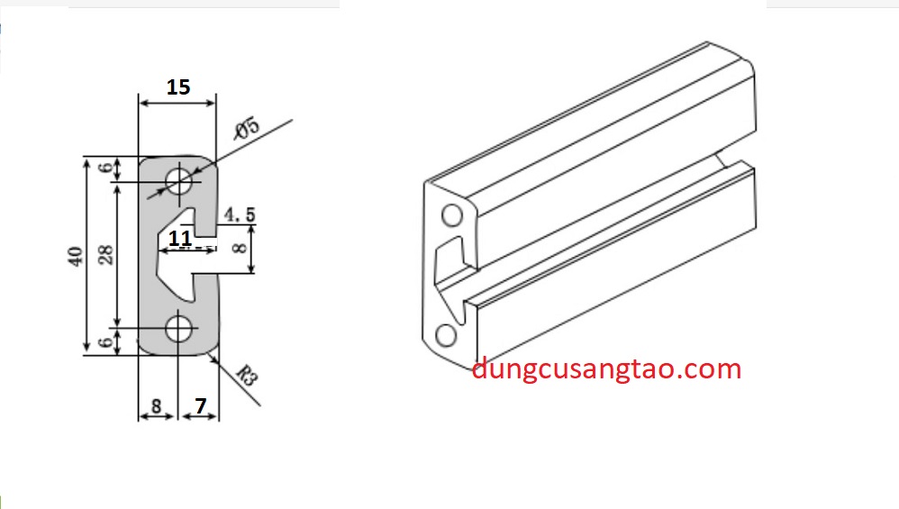 Nhôm định hình 1540 dài 1m