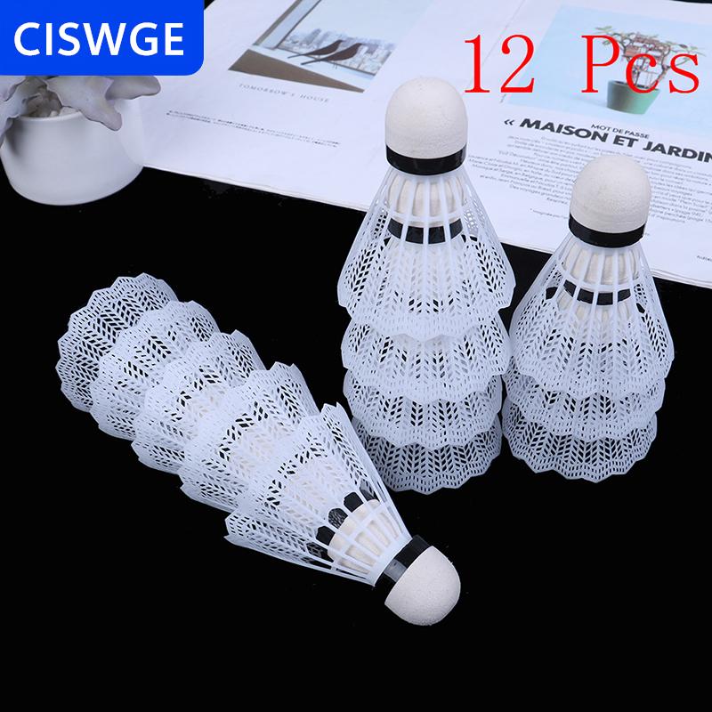 [COD] CISWGE  12 quả cầu lông nhựa màu trắng quả cầu lông thể thao tập luyện thể thao