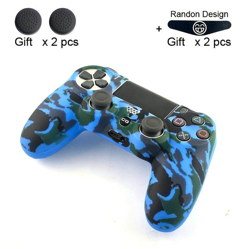 DATA FROG Soft Silicone Gel Case For PS4 Controller Anti Slip Rubber Cover  For PS4 Slim Pro Gamepad Camouflage Graffiti Protection Case For PlayStation  4 Joystick with 2 Thumbsticks 2 Light Stickers