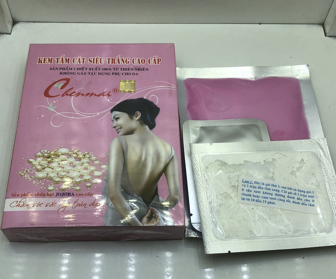 Tắm trắng chenmai ngọc trai cao cấp hộp hồng 250g