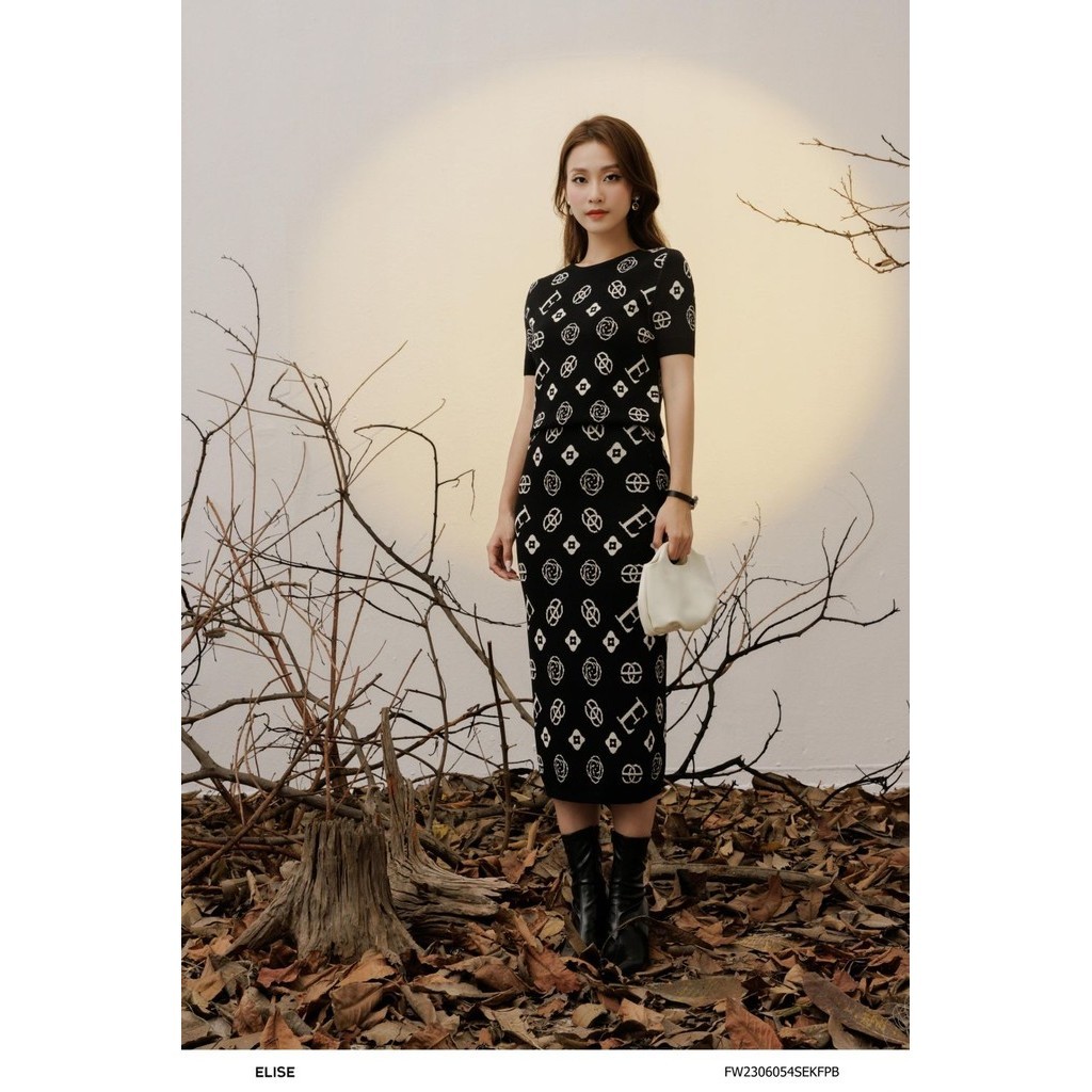 SET len đen logo thiết kế Elise FW2306054SEKFPB
