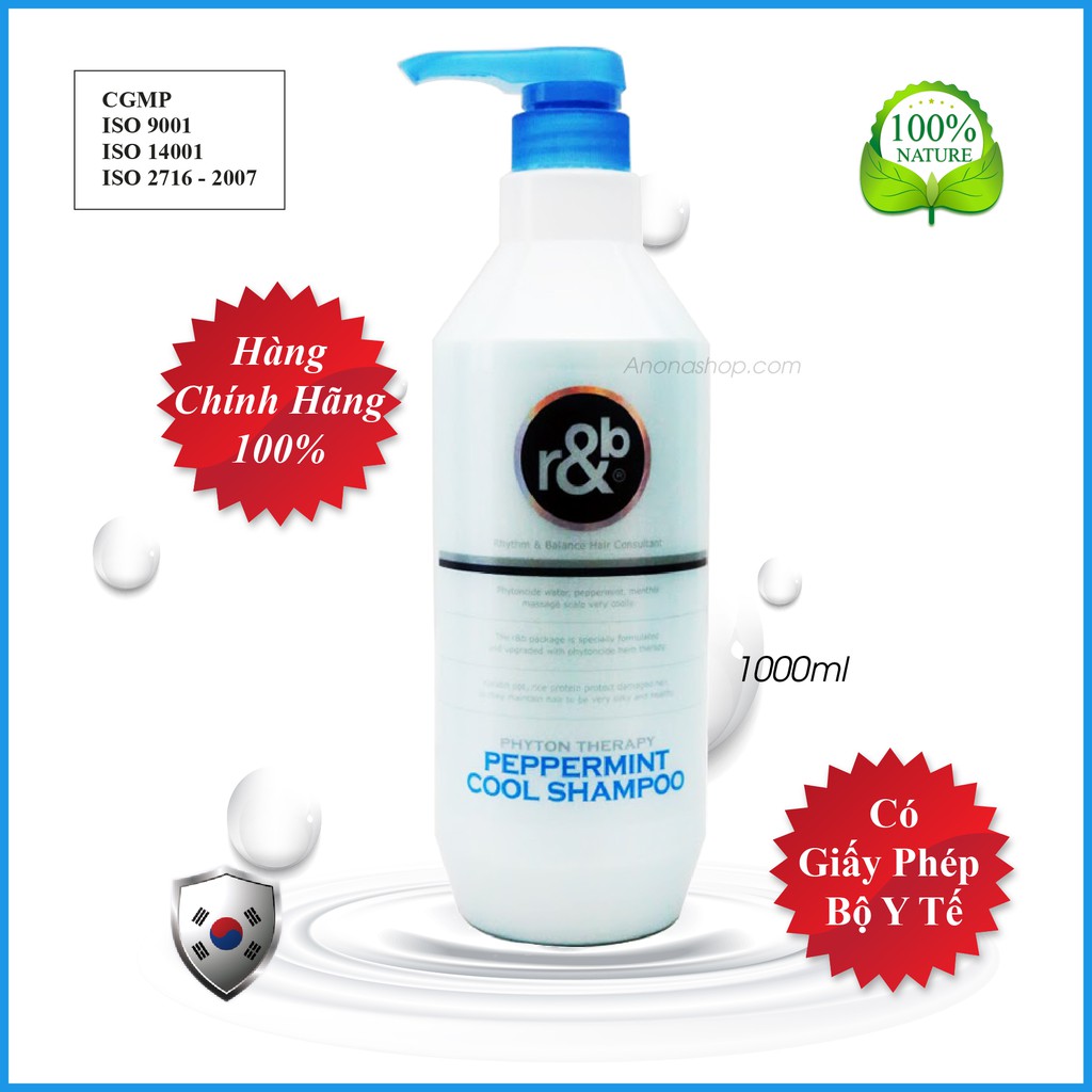 Dầu gội thảo dược mát lạnh r&b bạc hà ngăn gàu 1000ml