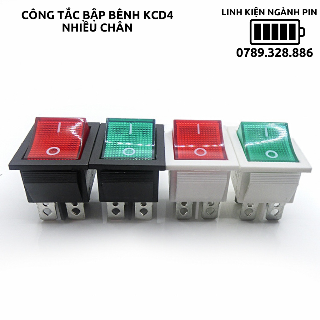 Công tắc bập bênh KCD4 16A 250VAC 4 chân có đèn
