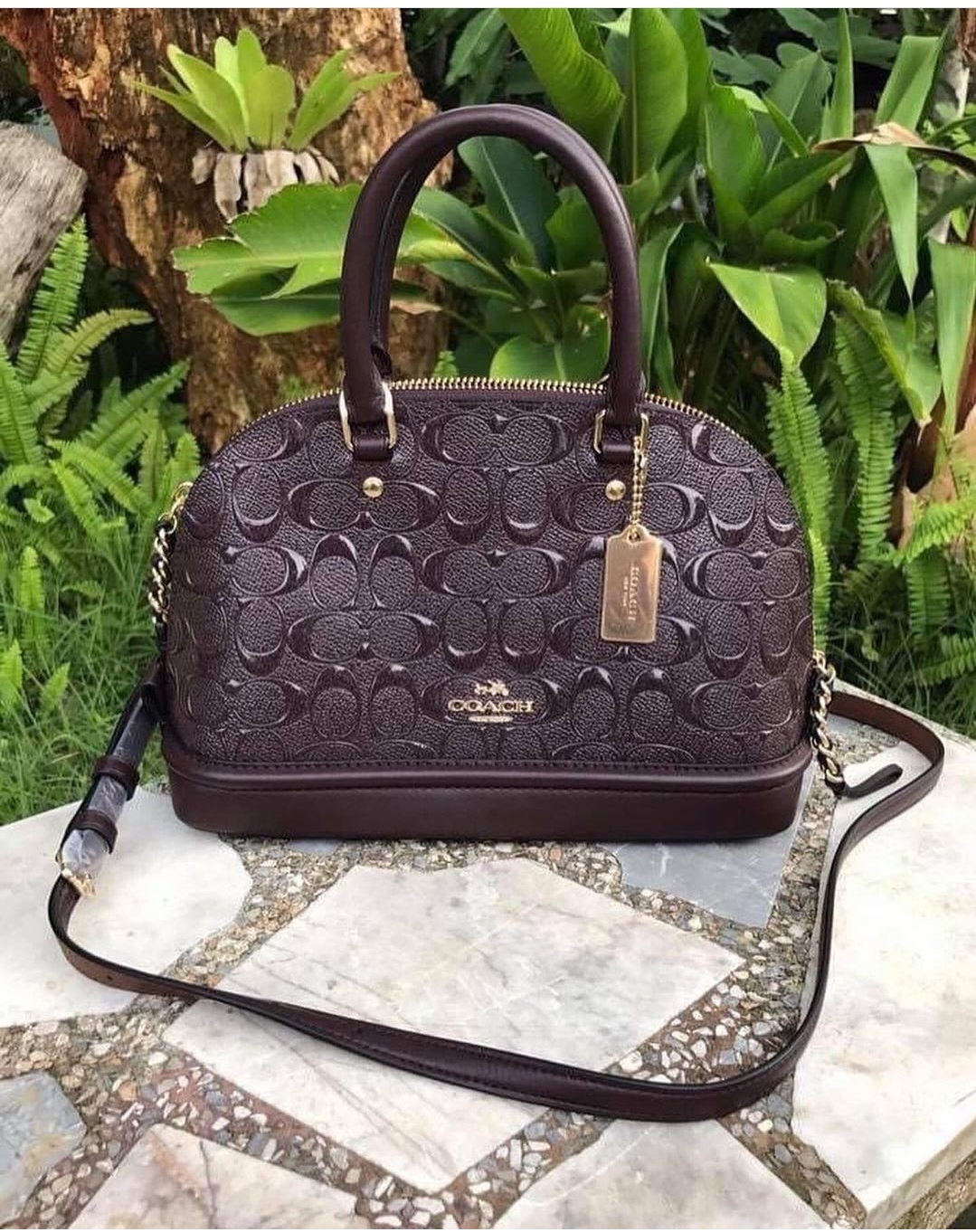 Coach mini sierra satchel 2025 in signature debossed patent leather