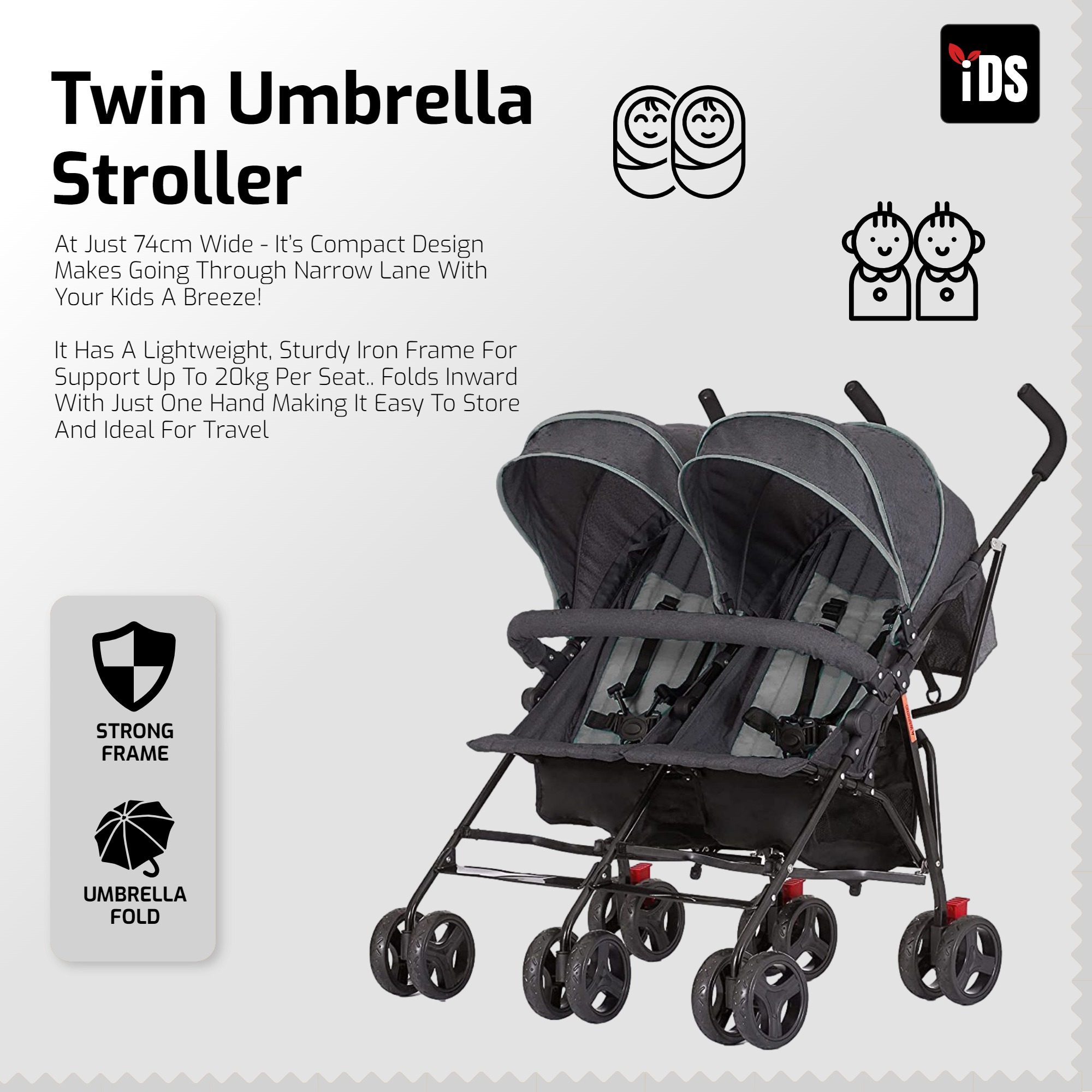 Umbrella Stroller Small Twin Buggy IDS Twin Umbrella Stroller Twin