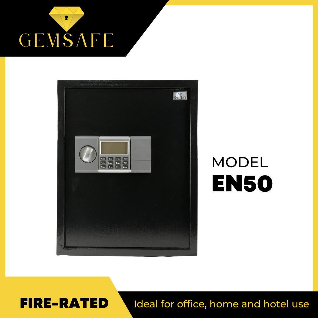 GEMSAFE EN50 BLK Electronic Digital Safety vault w/overide keys and