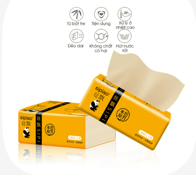 Khăn giấy Sipao Gấu trúc- Hàng nội địa (gói 300 tờ)