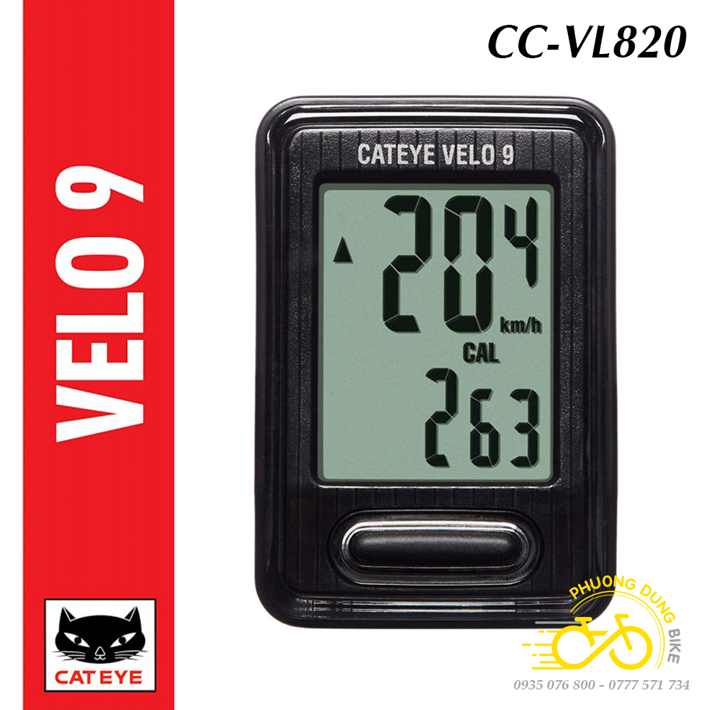 Đồng hồ đo tốc độ xe đạp có dây cateye velo 9