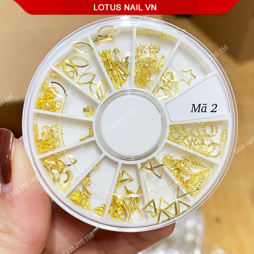 Set phụ kiện charm trang trí móng Hàn Quốc khay tròn