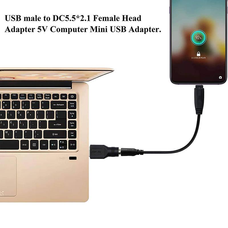 Đầu đổi nguồn USB AM sang DC 5.5x2.1mm cổng cái - hoặc ngược lại DC 5.5x2.1mm cái ra USB đực 1 chiếc