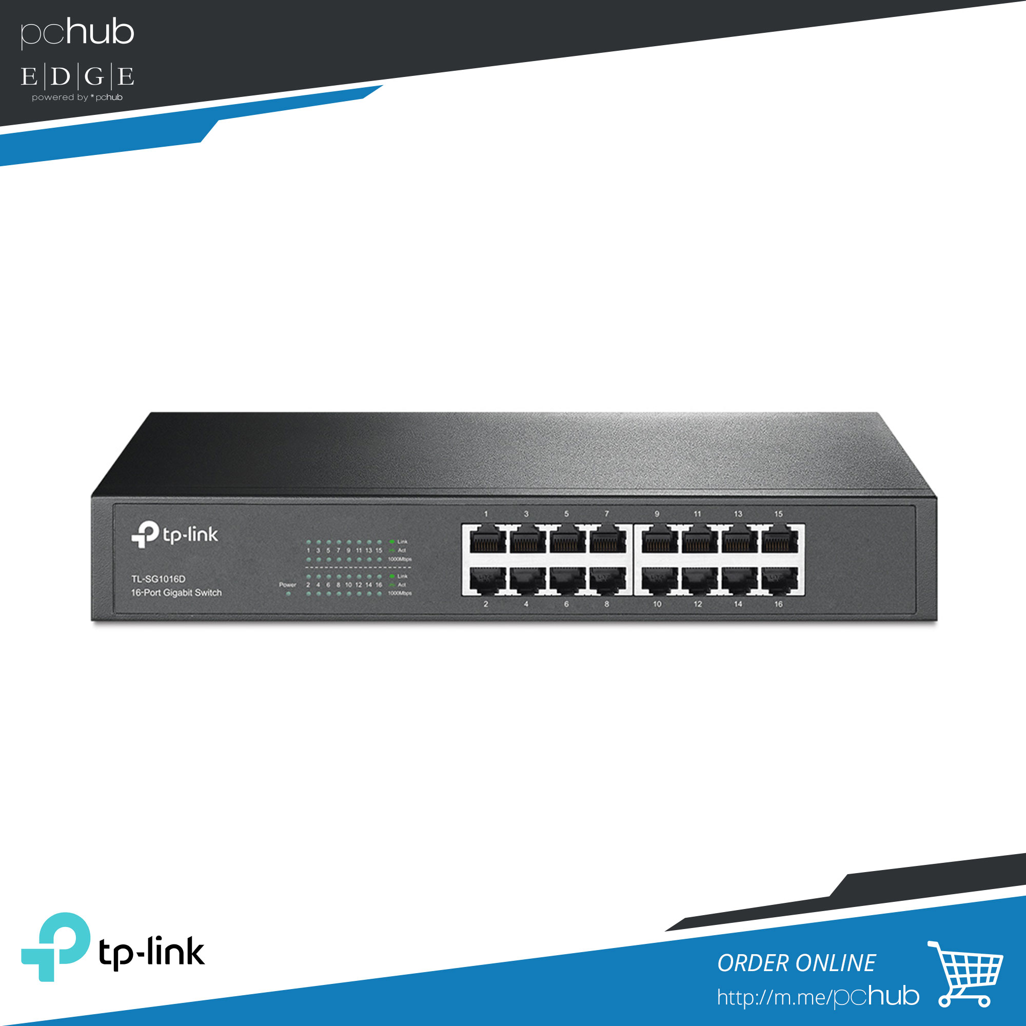 PChub TPLink TL SG1016D, 16 port, gigabit, switch hub, 13inch