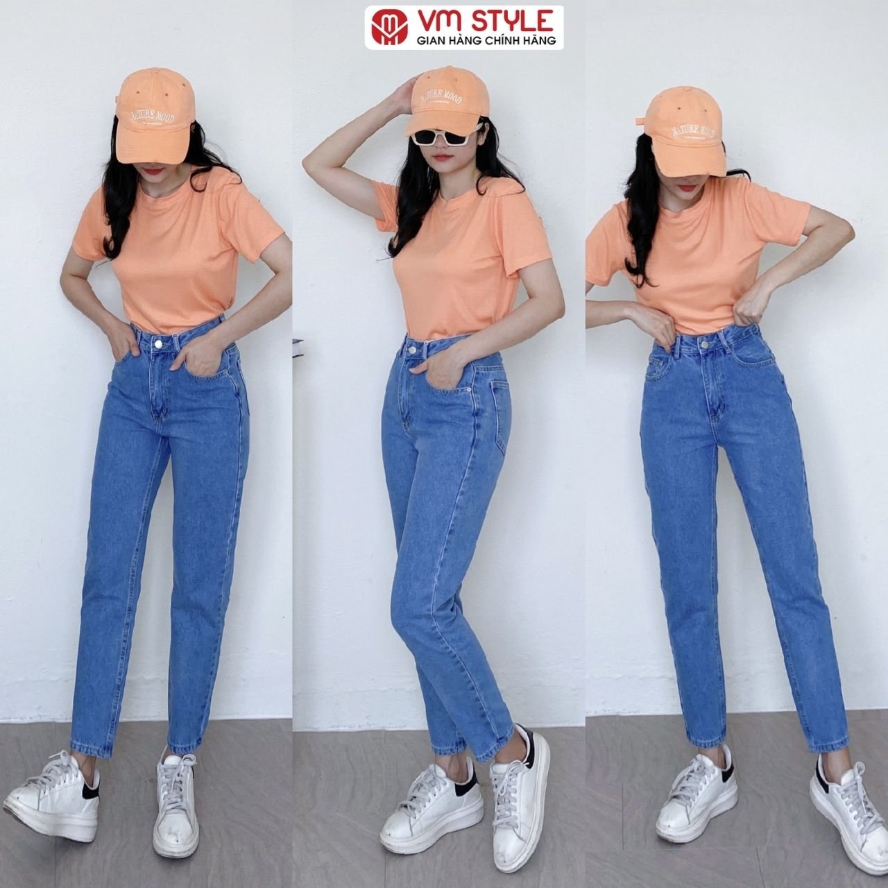 Quần jeans baggy trơn VM STYLE QJB00006 túi nhỏ nữ Đ64 , quần bò lưng cao form đi học ulzzang nữ