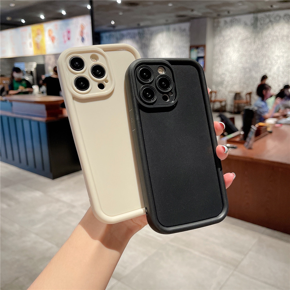 Lens Protection Matte Soft Case for IPhone 11 12 13 14 15 Pro Max Casing Solid Color Back Cover Silicone Shockproof Phone Case