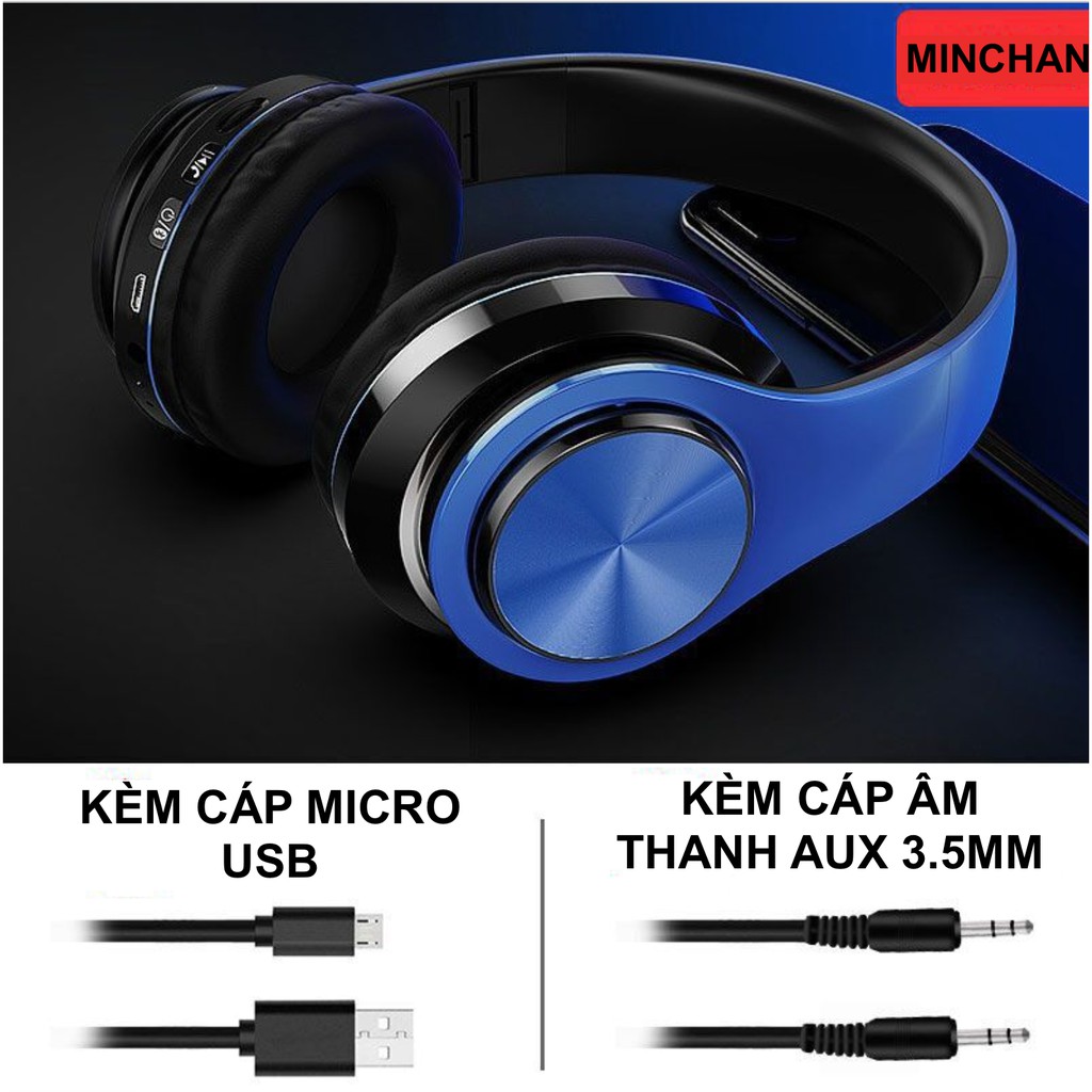 Tai Nghe Bluetooth Chụp Tai B39 không dây LED Bass siêu trầm tặng kèm Zack 3.5mm - Đàm thoại, Hỗ Trợ Lắp Thẻ Nhớ .