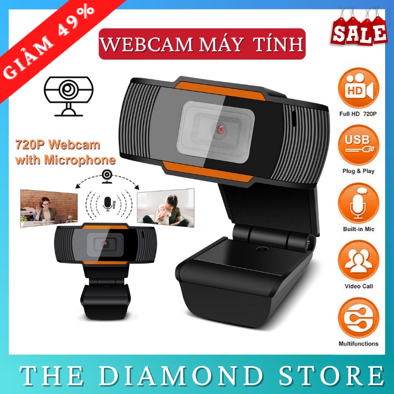 Webcam có mic - webcam máy tính 720p dùng cho pc , laptop - bảo hành 12 tháng