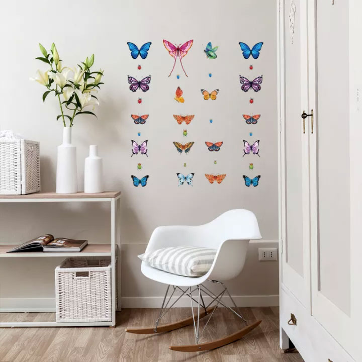 Sticker Bướm nhiều màu trang trí tường ,tủ lạnh ,laptop Decal dán tường
