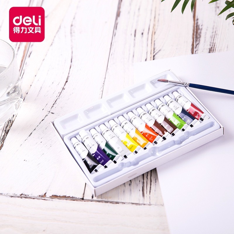 Màu nước dạng tuýp 5ml Deli - 12 màu