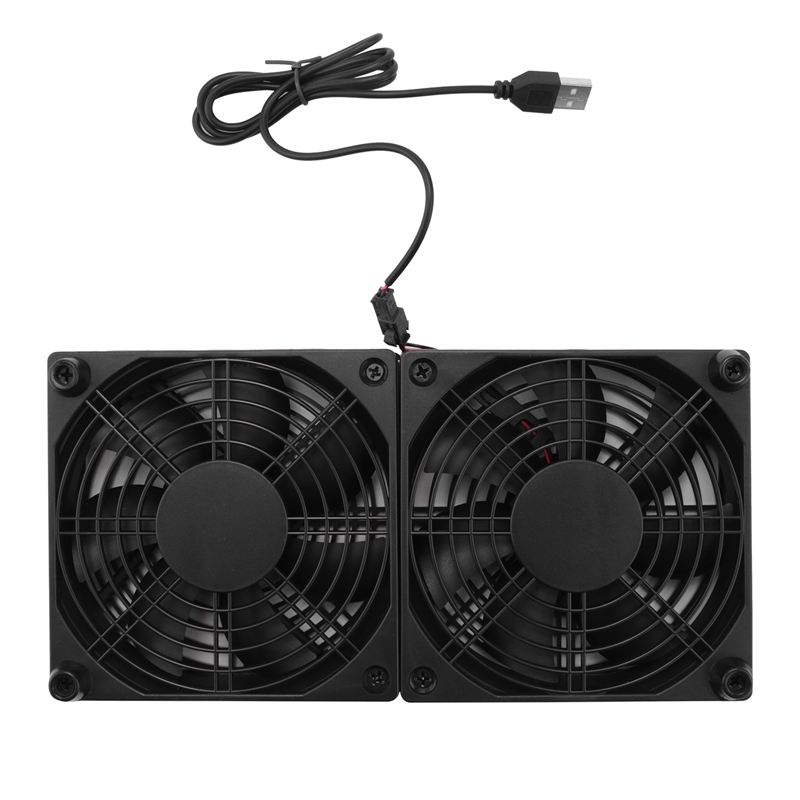 120mm 5v usb powered pc router dual fans high airflow cooling fan for router modem receiver