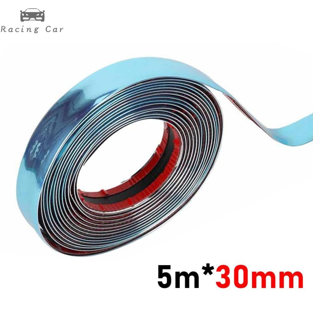Racingcar 5m auto car exterior chrome body strip bumper door protective moulding styling trim sticker 6mm 8mm 10mm 12mm 15mm 20mm 30mm