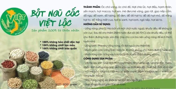 Bột Ngũ Cốc Việt Lộc Hộp 500gr ( Xả Kho )