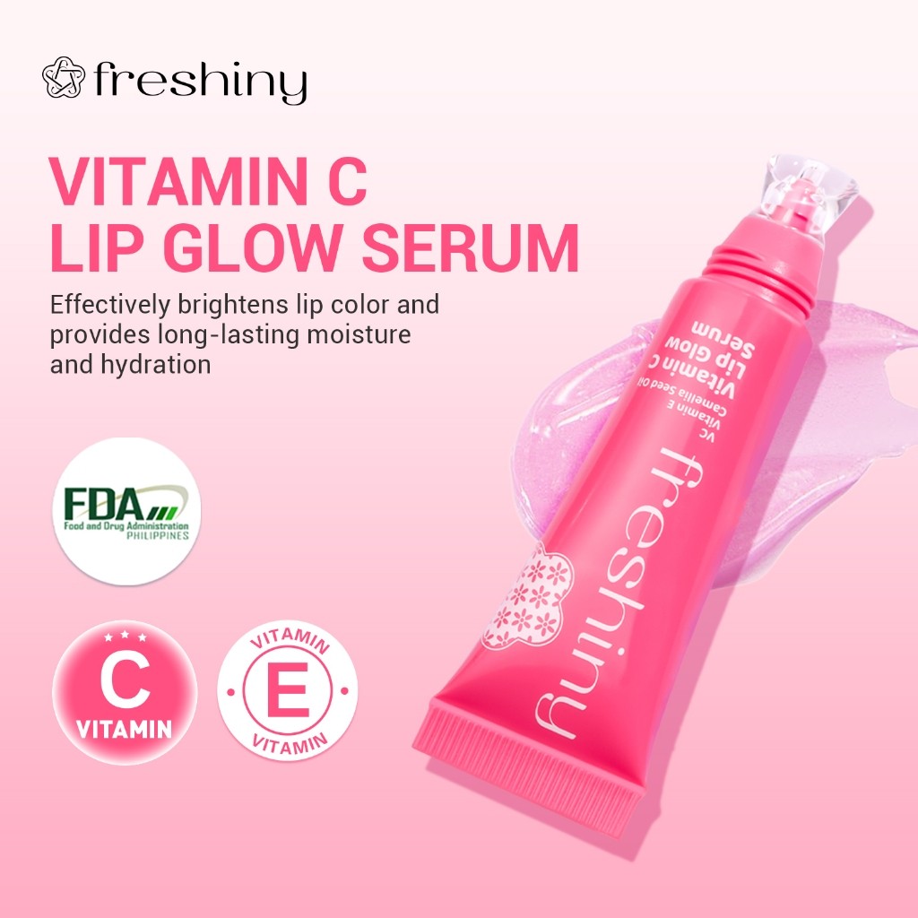 Freshiny Vc Lip Brightening Serum 8g*1pcs Skin Care, Vitamin C + Camellia Seed Oil + Ve Light Lip Lines Moisturizing Lips Ph Sensing Lip Color Long-Lasting No Fading