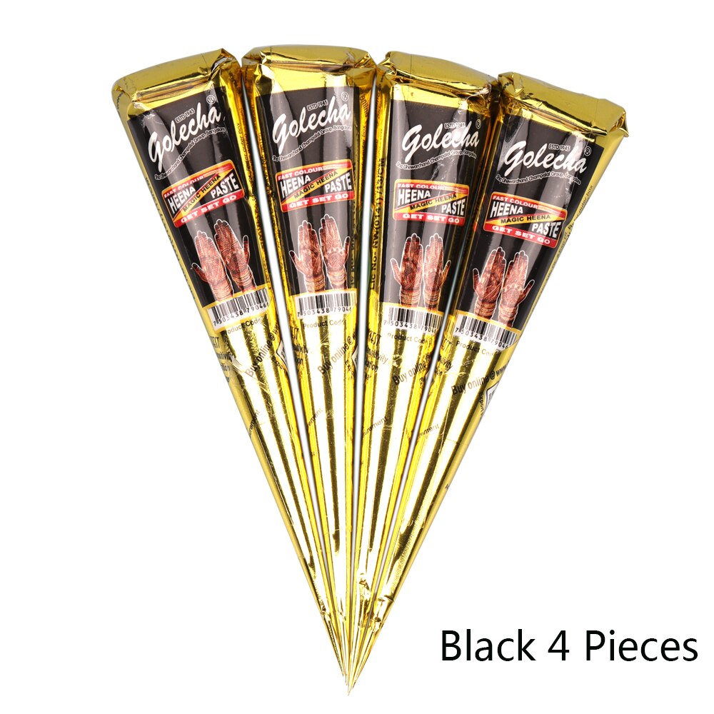 GOLECHA Black Brown Red White Henna Cones Indian Henna Tattoo Paste For Temporary Tattoo Body Art Sticker Mehndi Body Paint