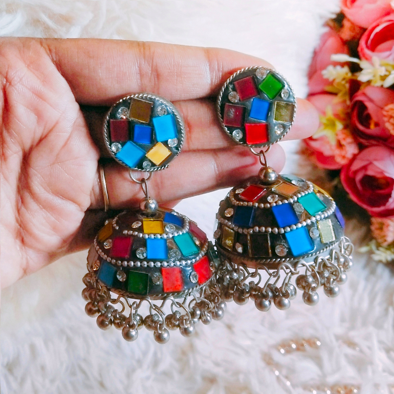 Trendsetter - Fashion Innovator - Highly Durable - Traditional Anameld Lightweight Oxidized Jhumka Earrings for Women