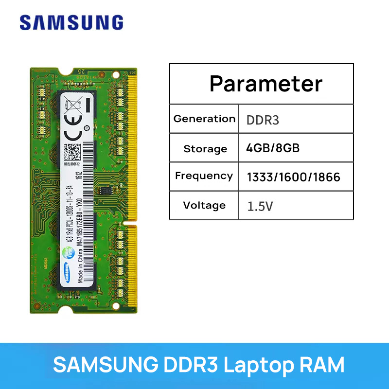 【Free-delivery】 Memory DDR3L 1.35V / DDR3 1.5V 1333 1600 MT/s MHz 4GB 8GB RAM 204pin SO-DIMM Memory for Notebook.