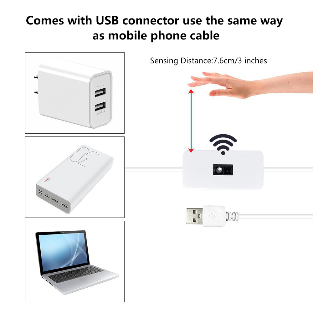 ZIR Mall LED Under Cabinet Light USB Powered Motion Sensor Dimmer Lighting for Cabinet Closet Kitchen Wardrobe Counter Bedroom