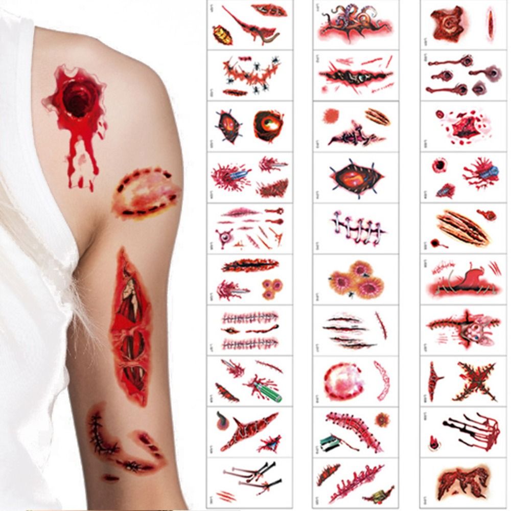 Wounded Sticker 30PCS Bloodstain Transfer sticker Halloween Wounds Sticker Bloody ...