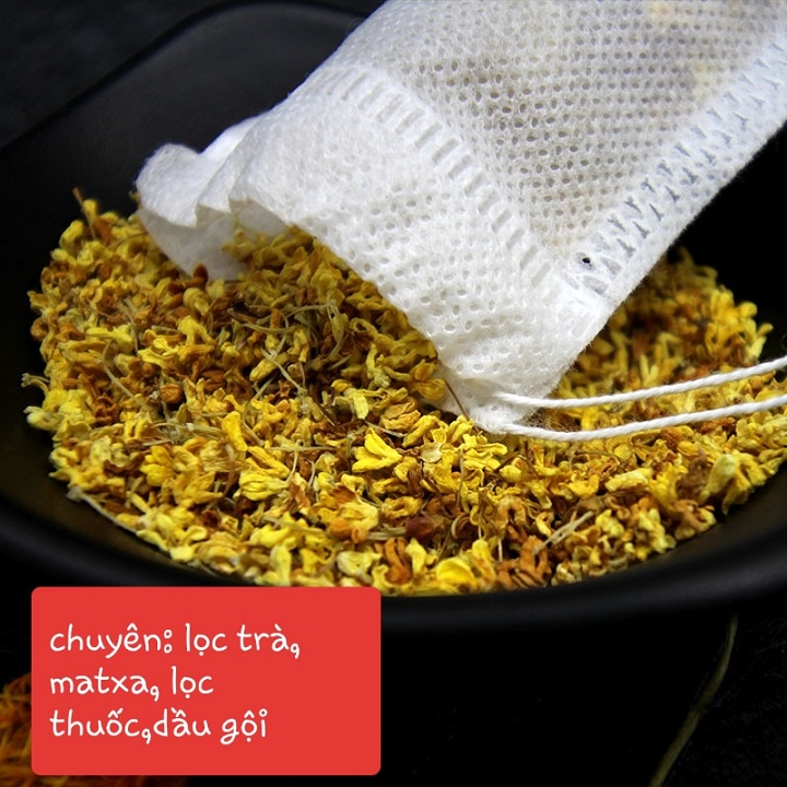 100 Túi Lọc Trà ( 7x9 CM ), Thảo Dược, Cà Phê Có Dây Rút Chất Liệu Vải Không Dệt - HVL TEA