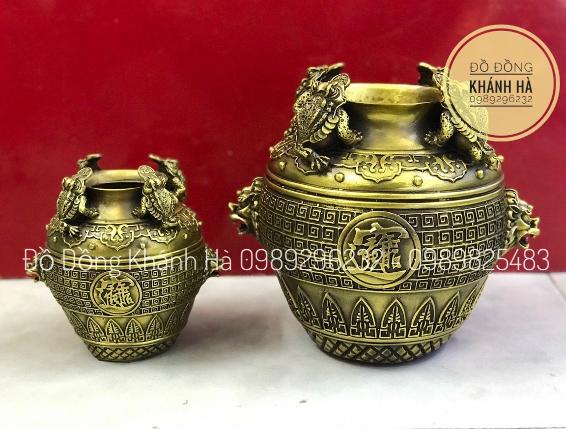 Hũ Cóc Tài Lộc bằng đồng vàng