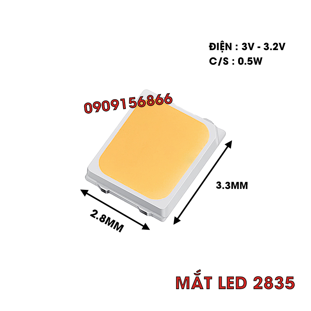 Mắt led 2835 (combo 50 led), điện 3v 6v 9v