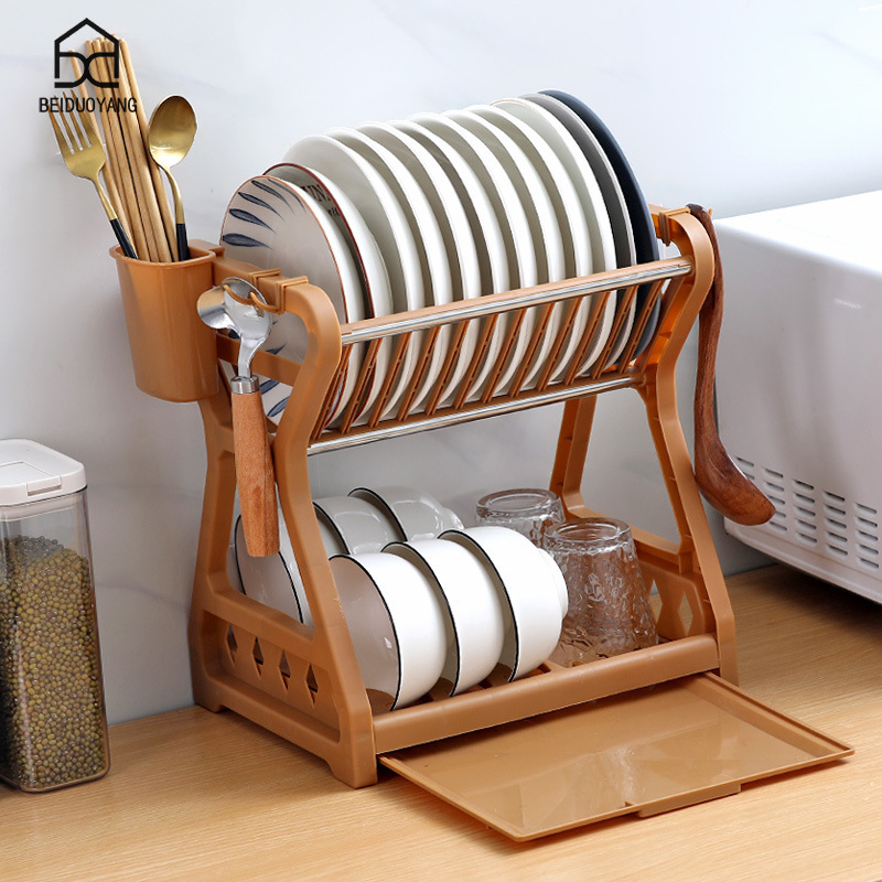 BEIDUOYANG Drainage Bowl Rack Kitchen Household Multi functional Storage Rack Bowls, Dishes, ChopsticBEIDUOYANG Drainage Storage Rack Multi layered Drainage Bowl Rack