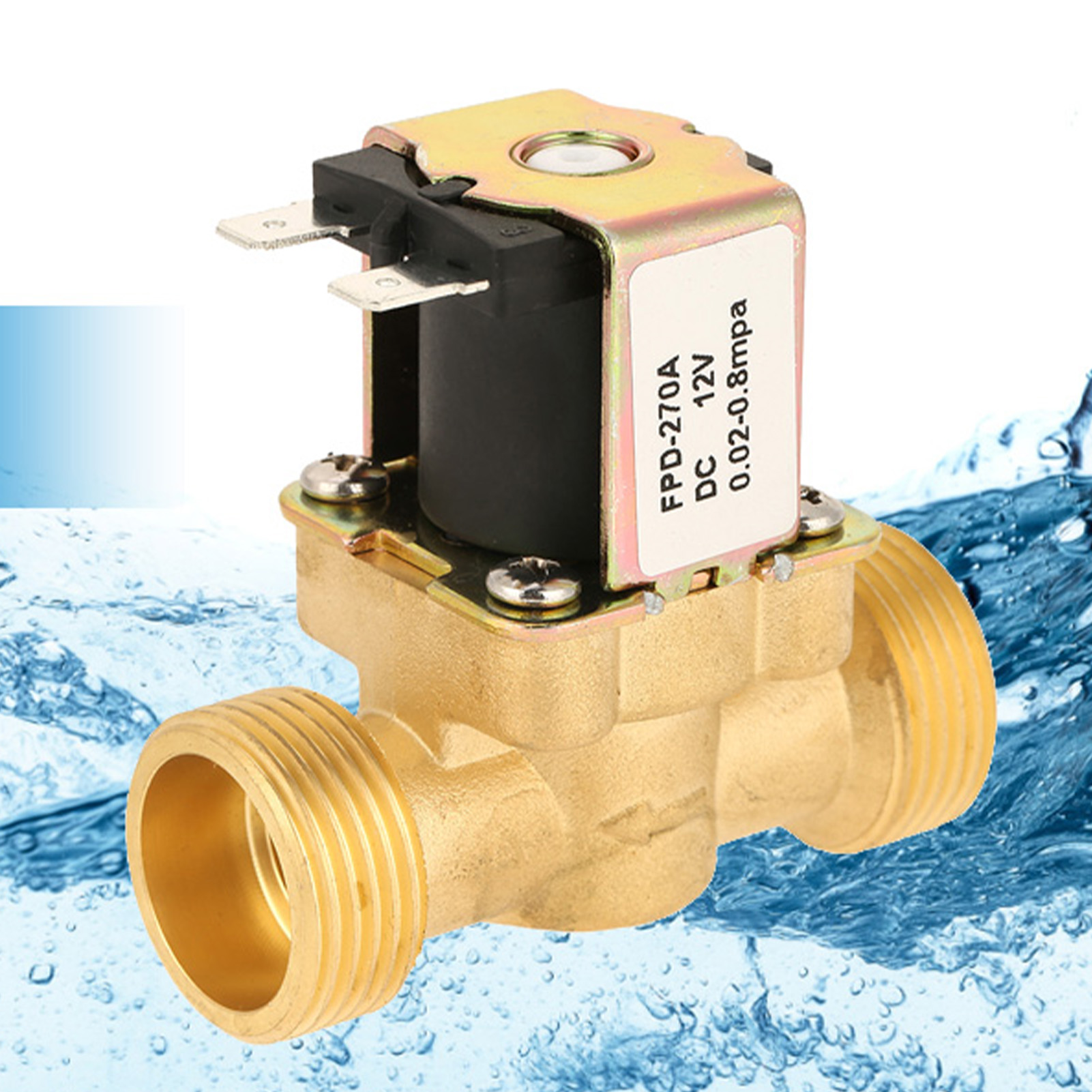 Van điện từ DC12V G3/4 Đồng thau Van điện từ đóng thông thường Van điện từ dùng cho nước