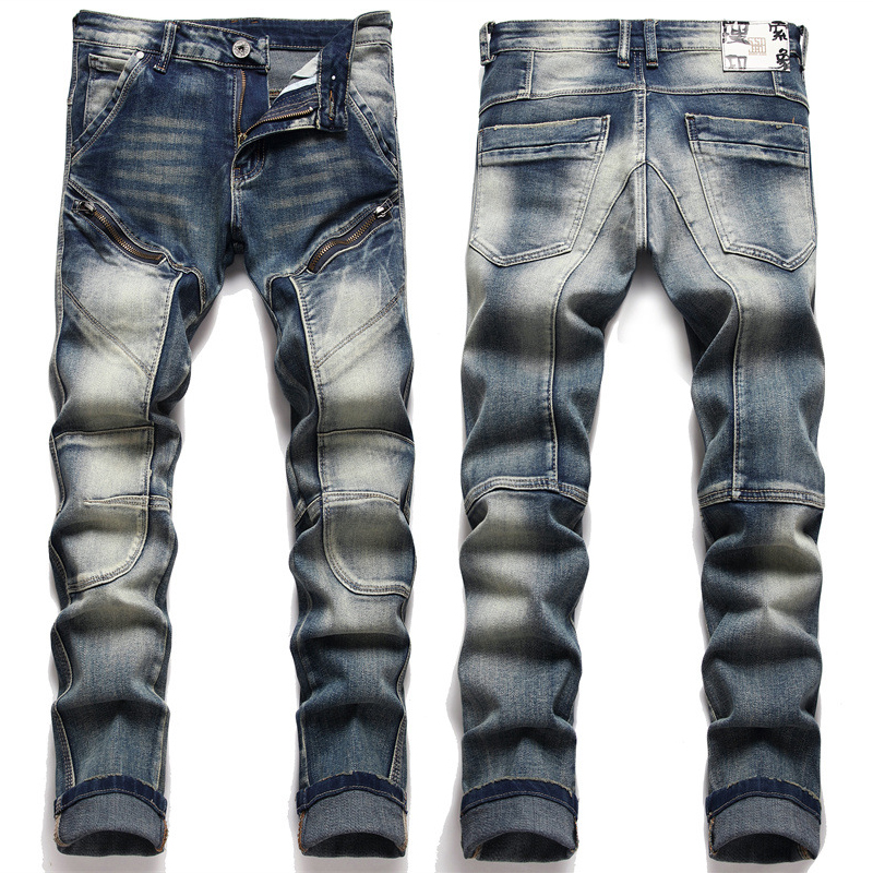 Men's Skinny Slim Fit Jeans Stretch 6 Pockets Denim Pencil Pants Casual Hip  Hop Side Pocket Jean Trousers