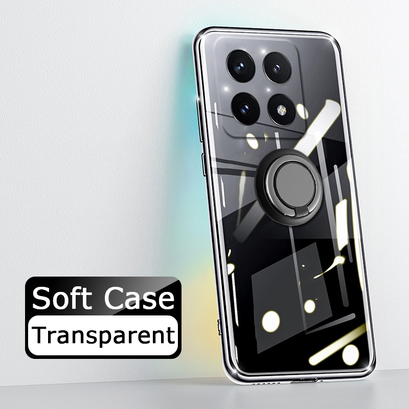 Phone case For Xiaomi 14T Soft Clear Transparent Car Adsorb Ultrathin Holder Ring Back cover Xiaomi 14T Pro.