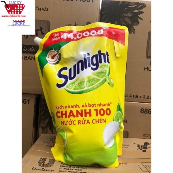 Nước rửa chén Sunlight 3,4kg Hương trà xanh/ lô hội