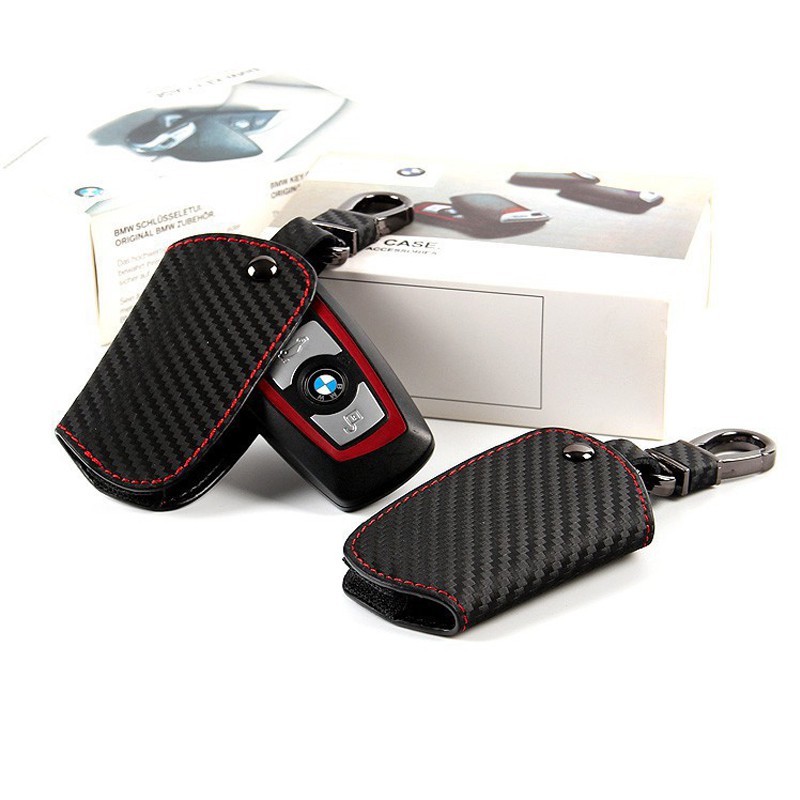 [Ous] Bao chìa khóa xe hơi bằng da cho BMW 525 325 320 E60 E70 E71 E82 E90 E92 e87 Z4 X1 X5 X6 Kiểu sợi Carbon mới 7 Series Kệ giữ đồ bọc chìa khóa Contro điều khiển từ xa