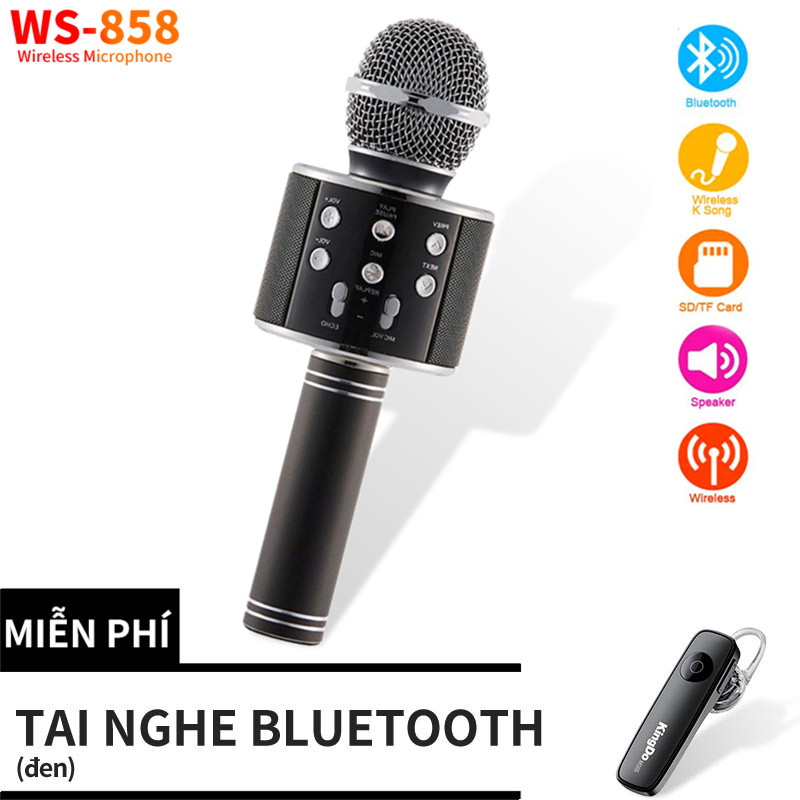 Cod micro karaoke bluetooth không dây cod ws858 - ấm - micro karaoke di động mini - micro hát trên ô tô - micro karaoke hay nhất hiện nay