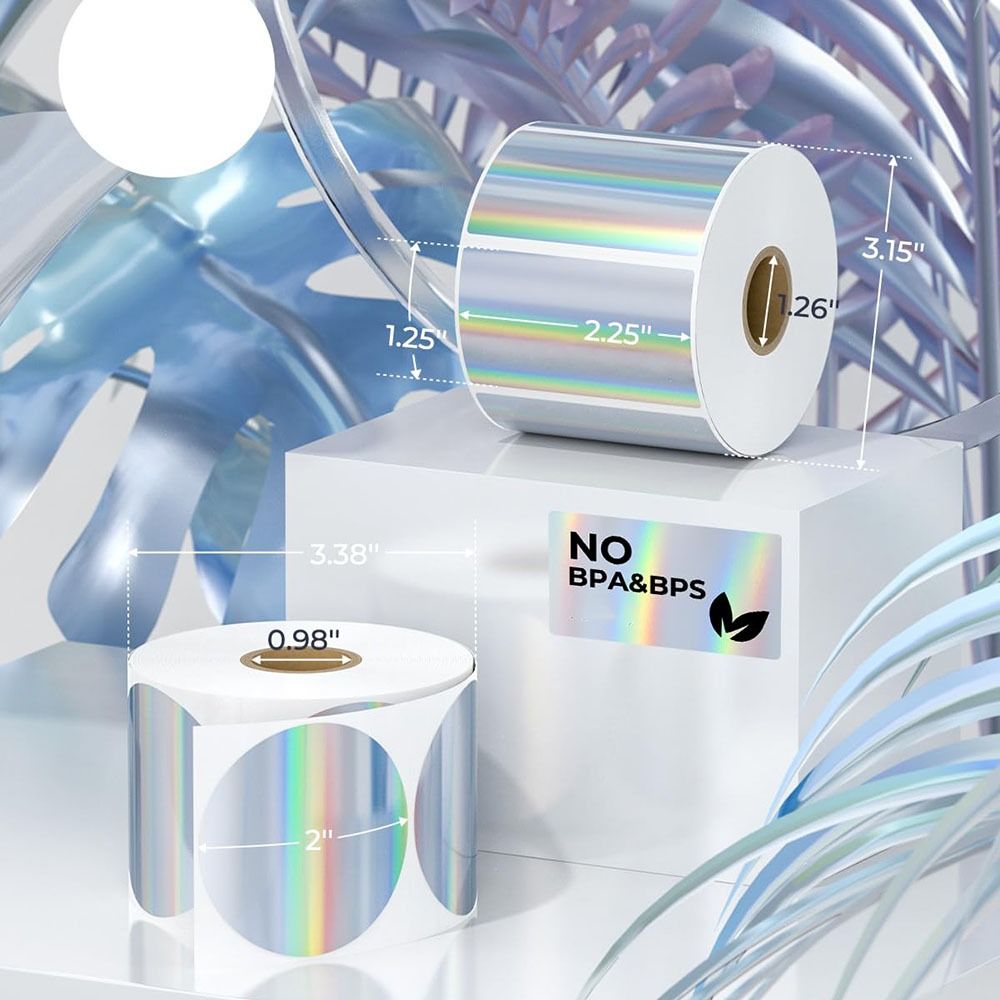 Wrapping Stickers Labels Printable Holographic Thermal Sticker Self-adhesive Glitter ...