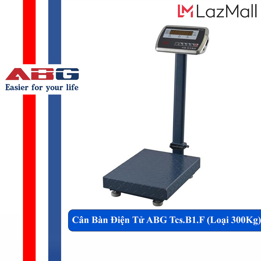 Cân Bàn Điện Tử Công Nghiệp ABG Tcs.B1.F (Loại 300Kg) Mặt Bàn 40 x 50 cm , Khung Thép Không Rỉ, Đầu Cân Bằng Inox, Nắp Chống Bụi Cho Cảm Biến Tải Trọng