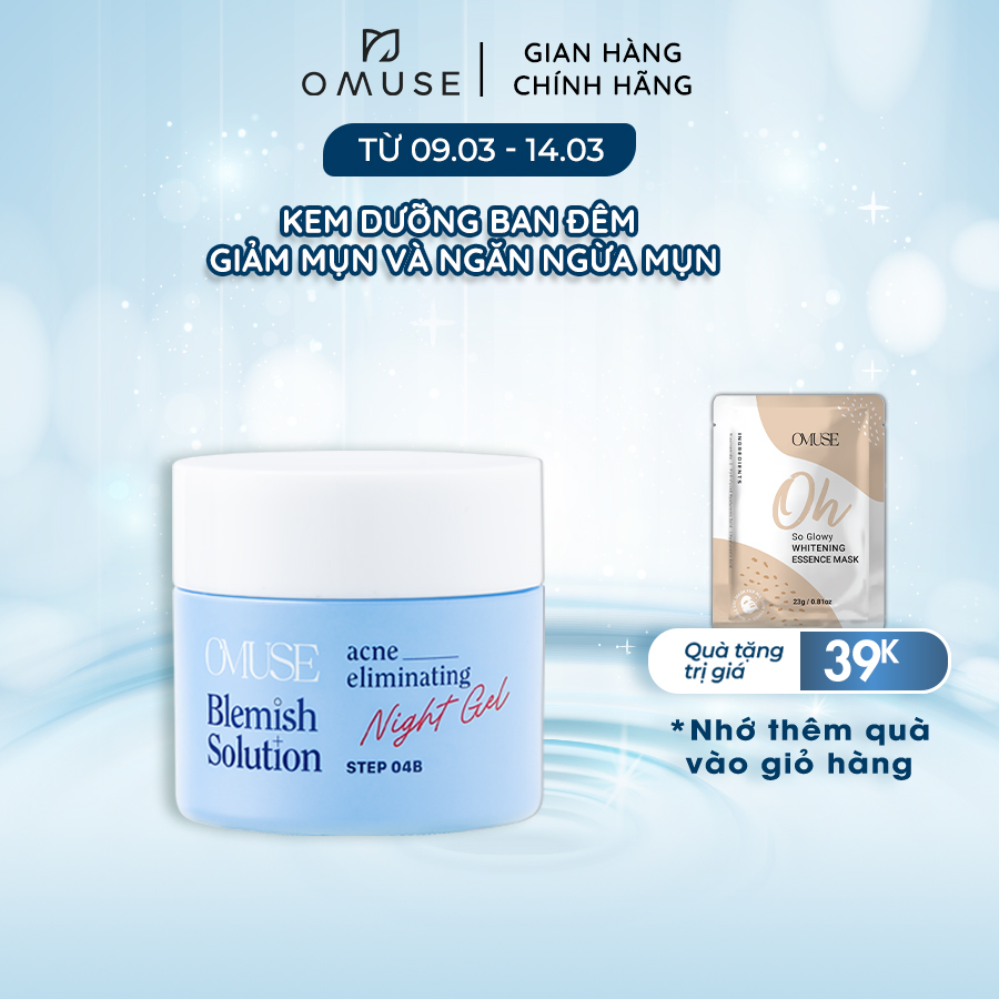 Kem dưỡng giảm mụn và ngăn ngừa mụn OMUSE - Blemish Solution Acne Eliminating Night Gel 50g thumbnail