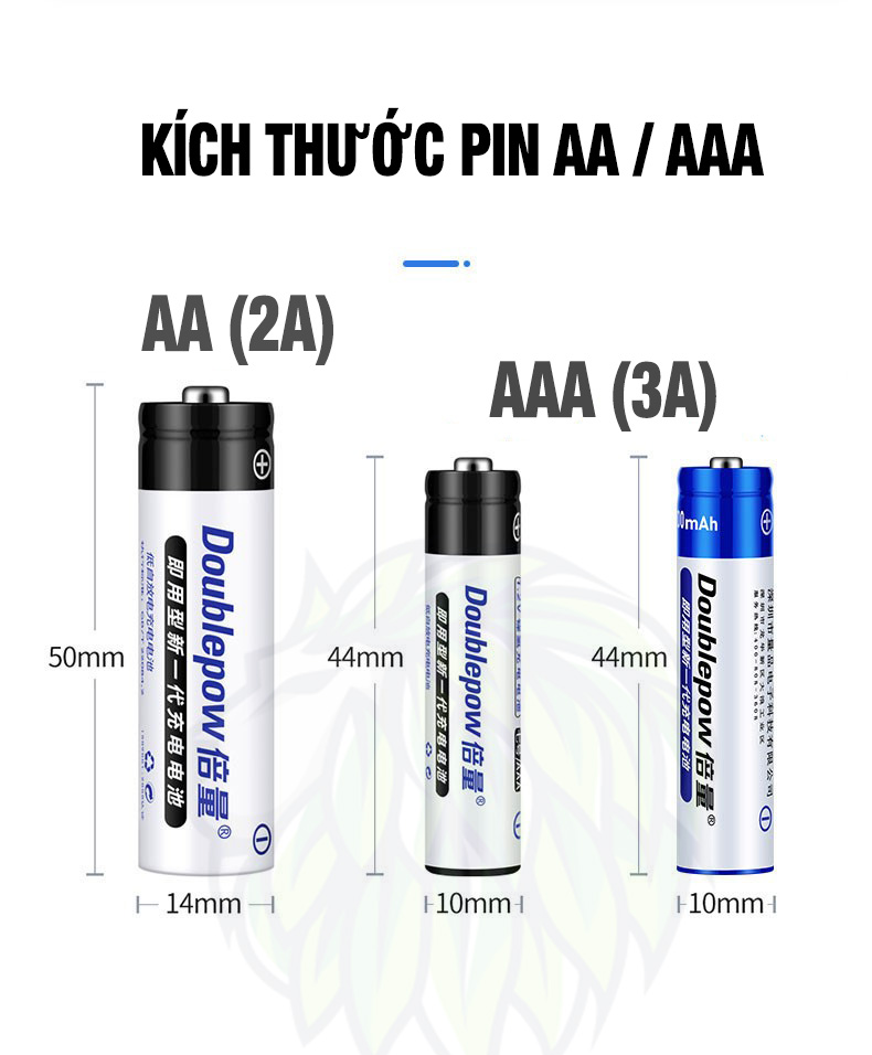 Bộ sạc pin AA/AAA DB02 + 4 pin AA 1200mah Doublepow (hàng chính hãng) Pin Sạc Micro Không Dây - Pin Đồ Chơi Điện Tử - Pin Tiểu Sạc Dung Lượng Cao - Pin Micro Loa Kẹo Kéo - Pin Chuột Không Dây