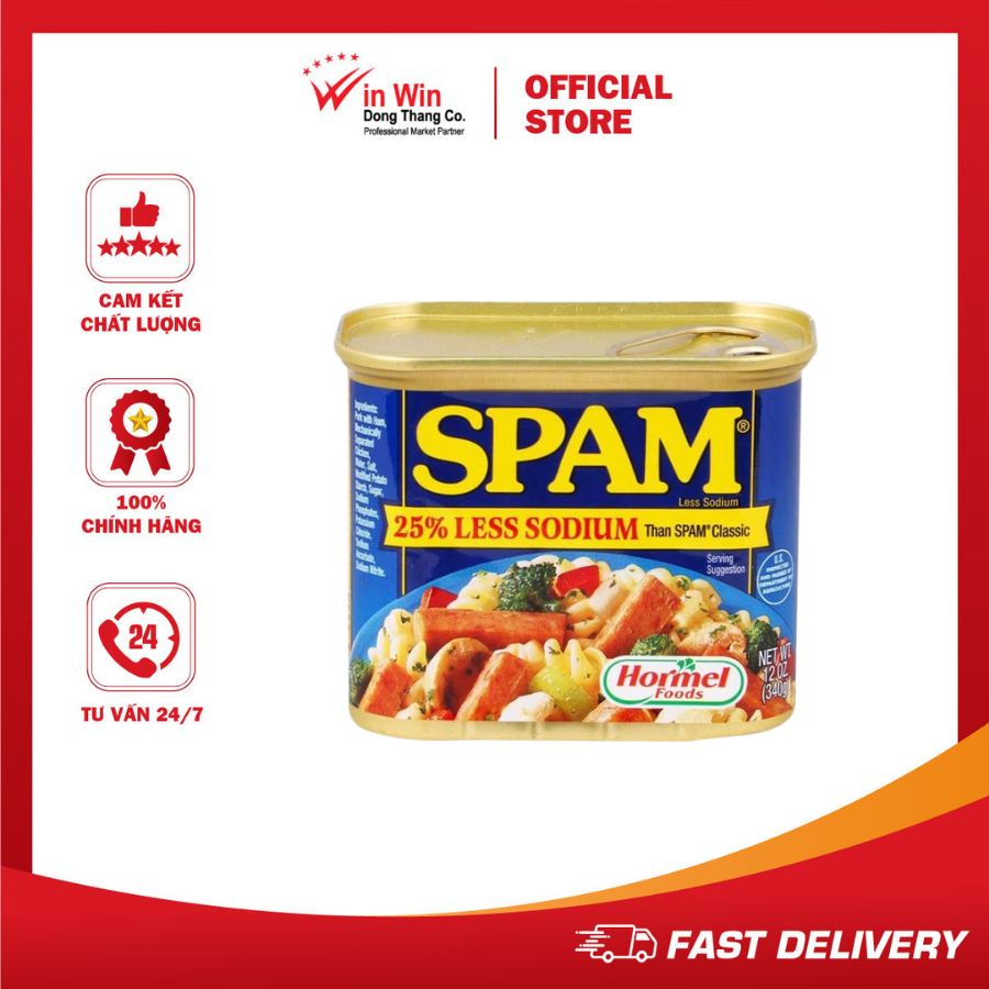 Thịt Heo Hộp SPAM Giảm Mặn 340g - Nhập Khẩu Mỹ | Hormel SPAM Less Sodium 340g
