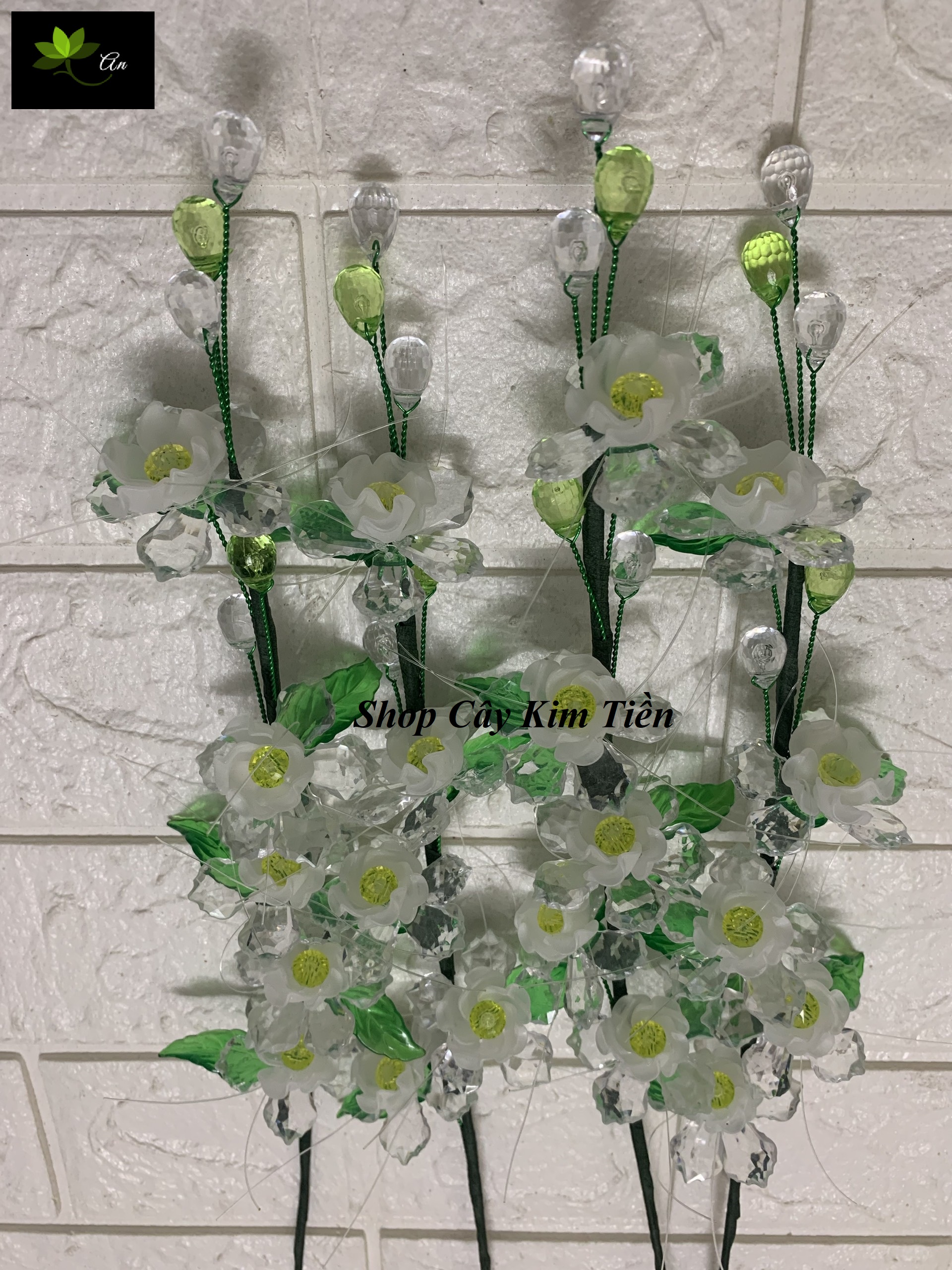 Cành mai, đào pha lê đá làm sẵn dài 40-45cm ( có 5 mẫu lựa chọn)