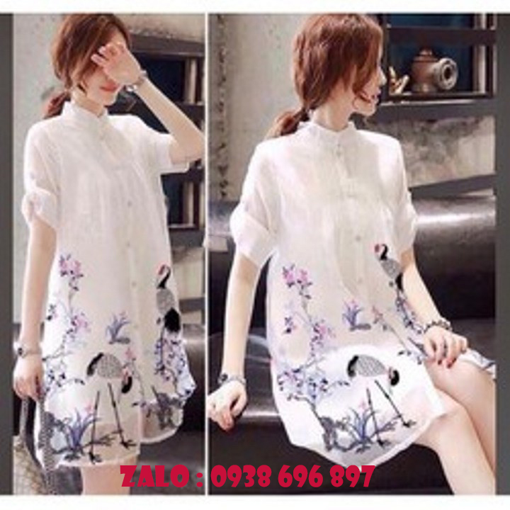 [HCM]ĐẦM SƠ MI 2 LỚP IN HỌA TIẾT CHIM CÒ_[Giá gốc tận xưởng] ( KÈM QUÀ TẶNG NGẪU NHIÊN)