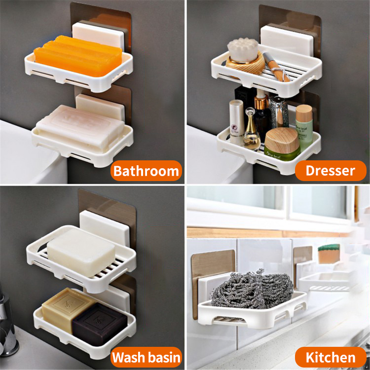 Punch-free Simple Installation Soap Box Wall-mounted Practical Drain Soap Holder Bathroom Storage Tools