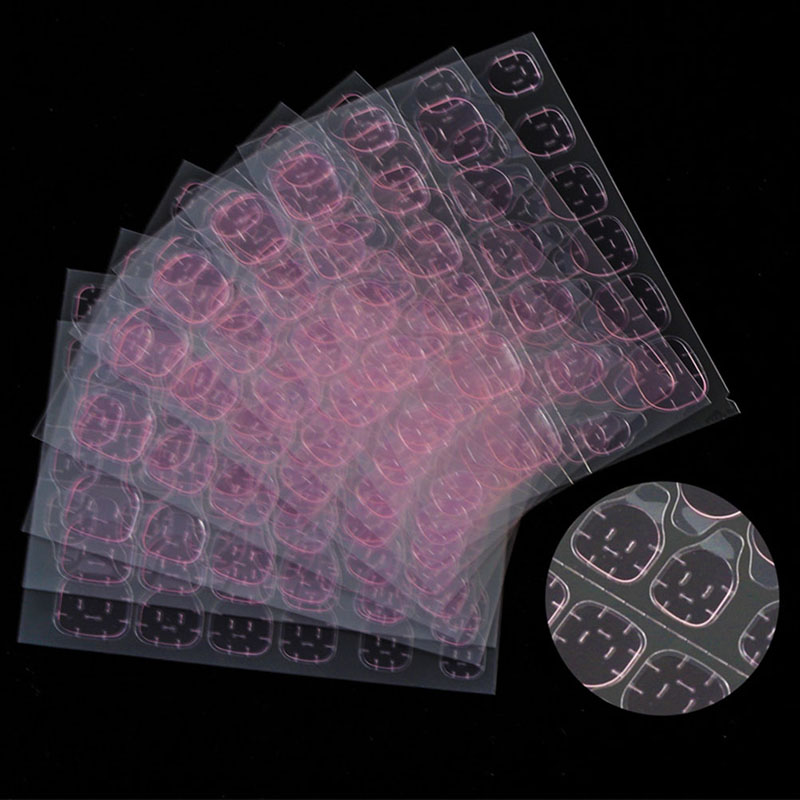 240Pcs Transparent Fake Nails Pink Jelly Double Sided Adhesive Ultra-Thin Tape. 