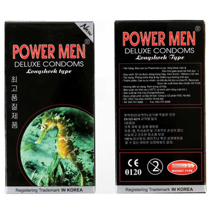Bao cao su siêu mỏng Power Men Cá Ngựa, bcs siêu mỏng kéo dài thời gian